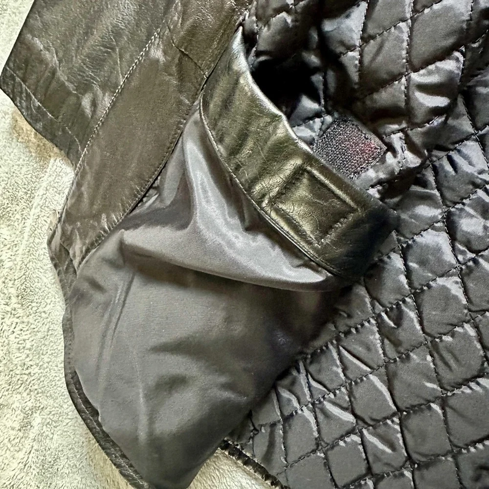 Vintage M JULIAN WILSONS Leather Jacket Mens XL Black Y2K Quilted Lined Zip